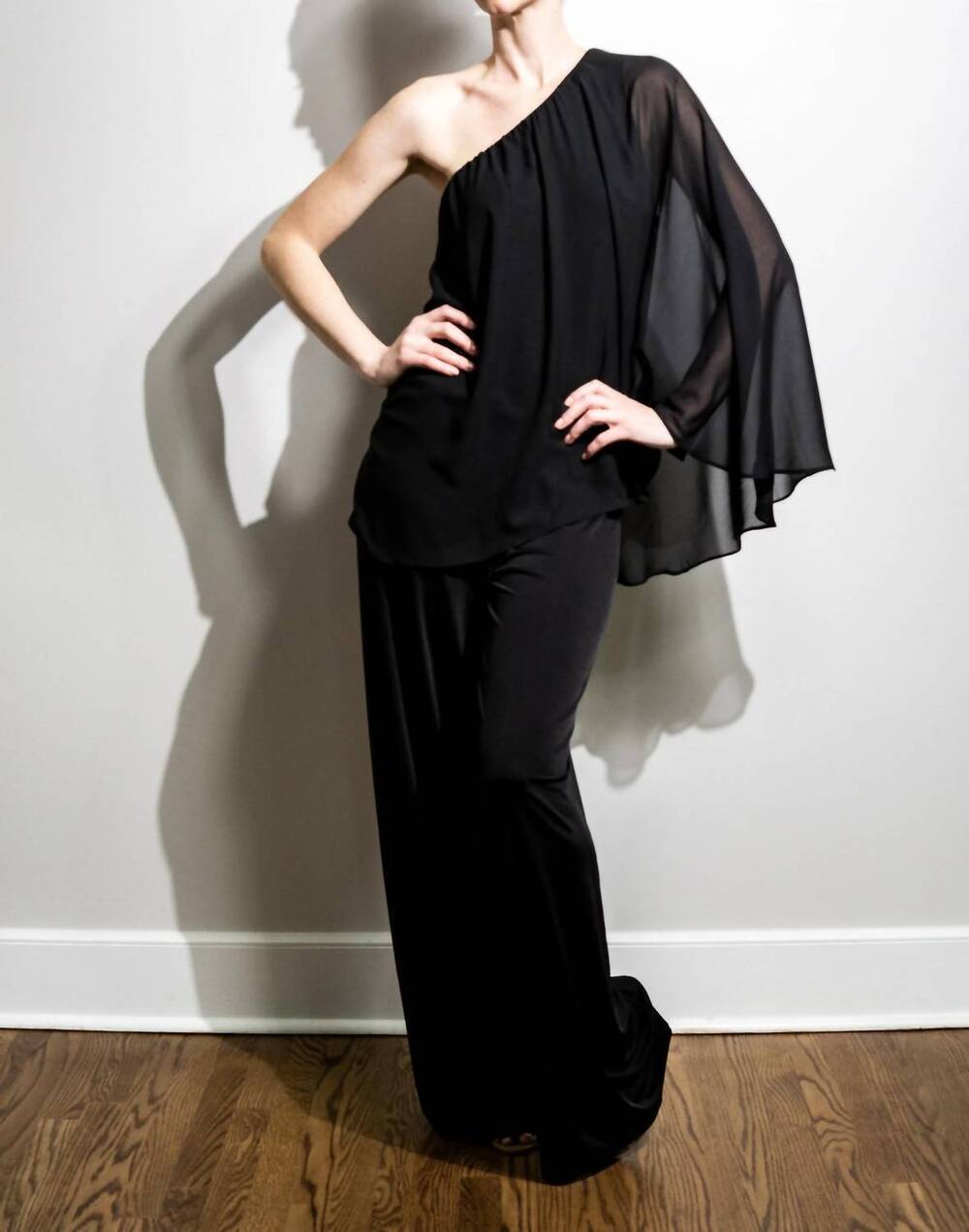 NEW BETSY MOSS muse off-shoulder jumpsuit in noir